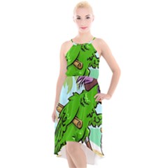 Parrot Hat Cartoon Captain High-low Halter Chiffon Dress  by Sarkoni