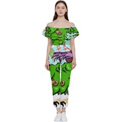 Parrot Hat Cartoon Captain Bardot Ruffle Jumpsuit by Sarkoni