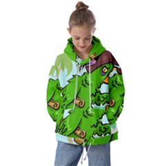 Parrot Hat Cartoon Captain Kids  Oversized Hoodie by Sarkoni