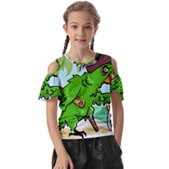 Parrot Hat Cartoon Captain Kids  Butterfly Cutout T-shirt by Sarkoni