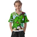 Parrot Hat Cartoon Captain Kids  V-Neck Horn Sleeve Blouse View1