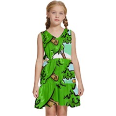 Parrot Hat Cartoon Captain Kids  Sleeveless Tiered Mini Dress by Sarkoni