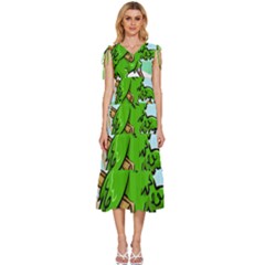 Parrot Hat Cartoon Captain V-neck Drawstring Shoulder Sleeveless Maxi Dress by Sarkoni