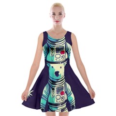 Bear Astronaut Futuristic Velvet Skater Dress by Bedest