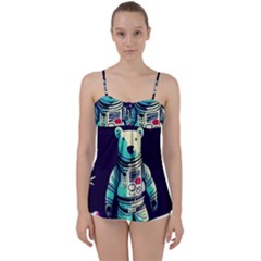 Bear Astronaut Futuristic Babydoll Tankini Top by Bedest