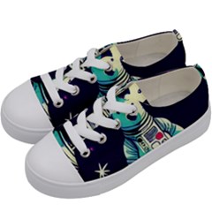 Bear Astronaut Futuristic Kids  Low Top Canvas Sneakers by Bedest