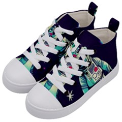 Bear Astronaut Futuristic Kids  Mid-top Canvas Sneakers by Bedest