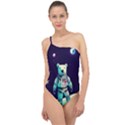 Bear Astronaut Futuristic Classic One Shoulder Swimsuit View1