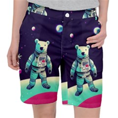 Bear Astronaut Futuristic Women s Pocket Shorts by Bedest