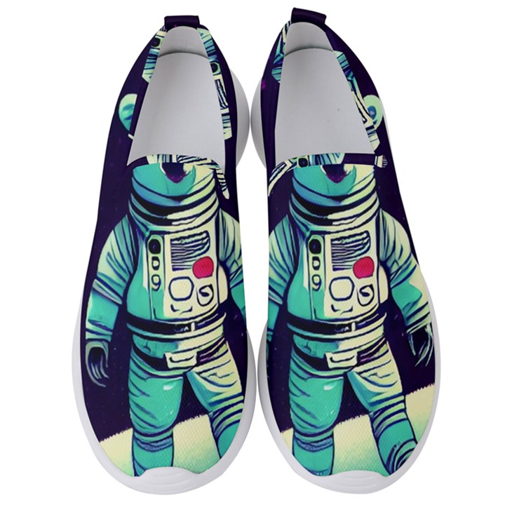 Bear Astronaut Futuristic Men s Slip On Sneakers