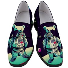 Bear Astronaut Futuristic Women s Chunky Heel Loafers by Bedest