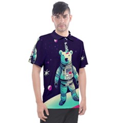 Bear Astronaut Futuristic Men s Polo T-shirt by Bedest