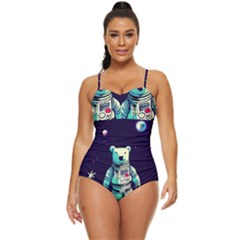 Bear Astronaut Futuristic Retro Full Coverage Swimsuit by Bedest