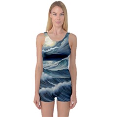 Waves Storm Sea One Piece Boyleg Swimsuit