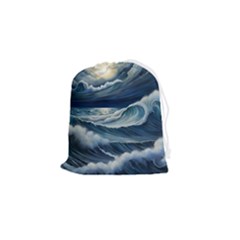 Waves Storm Sea Drawstring Pouch (small) by Bedest