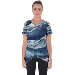 Waves Storm Sea Cut Out Side Drop T-shirt by Bedest