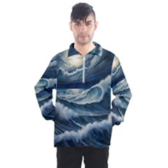 Waves Storm Sea Men s Half Zip Pullover by Bedest