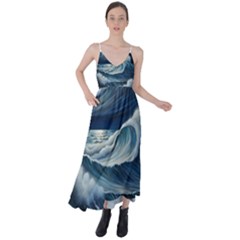 Waves Storm Sea Tie Back Maxi Dress by Bedest