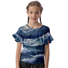 Waves Storm Sea Kids  Cut Out Flutter Sleeves by Bedest