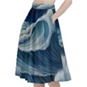 Waves Storm Sea A-Line Full Circle Midi Skirt With Pocket View2