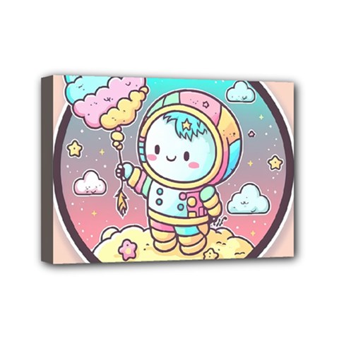 Boy Astronaut Cotton Candy Mini Canvas 7  X 5  (stretched)