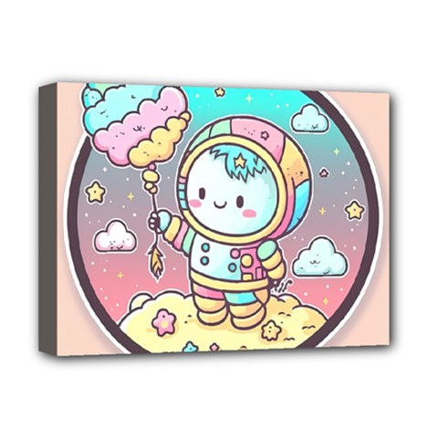 Boy Astronaut Cotton Candy Deluxe Canvas 16  X 12  (stretched)  by Bedest