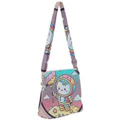 Boy Astronaut Cotton Candy Zipper Messenger Bag by Bedest