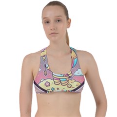 Boy Astronaut Cotton Candy Criss Cross Racerback Sports Bra by Bedest