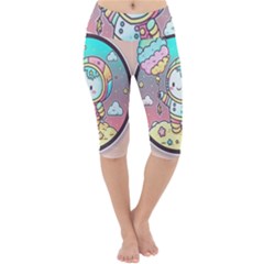 Boy Astronaut Cotton Candy Lightweight Velour Cropped Yoga Leggings by Bedest