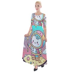 Boy Astronaut Cotton Candy Half Sleeves Maxi Dress by Bedest