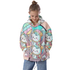 Boy Astronaut Cotton Candy Kids  Oversized Hoodie by Bedest