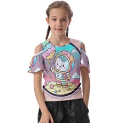 Boy Astronaut Cotton Candy Kids  Butterfly Cutout T-shirt by Bedest