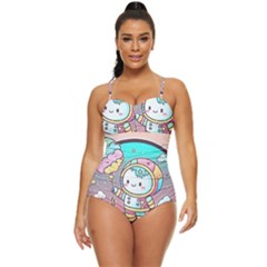 Boy Astronaut Cotton Candy Retro Full Coverage Swimsuit by Bedest