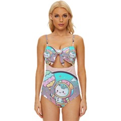 Boy Astronaut Cotton Candy Knot Front One-piece Swimsuit by Bedest