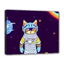 Cat Astronaut Space Retro Universe Canvas 14  x 11  (Stretched) View1