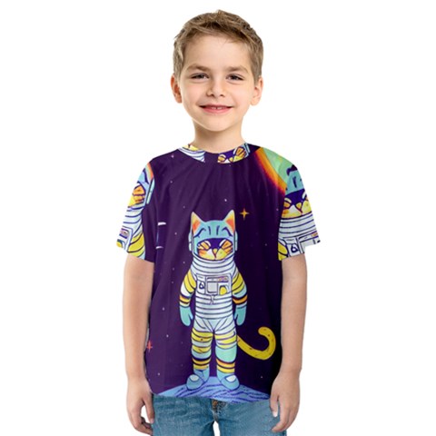 Cat Astronaut Space Retro Universe Kids  Sport Mesh T-shirt by Bedest