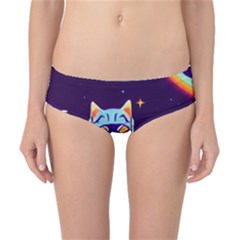 Cat Astronaut Space Retro Universe Classic Bikini Bottoms by Bedest