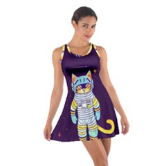 Cat Astronaut Space Retro Universe Cotton Racerback Dress by Bedest