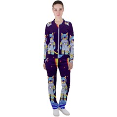 Cat Astronaut Space Retro Universe Casual Jacket And Pants Set by Bedest