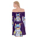 Cat Astronaut Space Retro Universe Off Shoulder Skater Dress View2