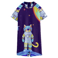 Cat Astronaut Space Retro Universe Kids  Boyleg Half Suit Swimwear by Bedest