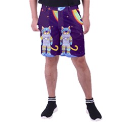 Cat Astronaut Space Retro Universe Men s Pocket Shorts by Bedest