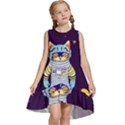 Cat Astronaut Space Retro Universe Kids  Frill Swing Dress View1