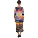 Rural Farm Fence Pathway Sunset Quarter Sleeve Midi Bodycon Dress View2