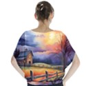 Rural Farm Fence Pathway Sunset Batwing Chiffon Blouse View2