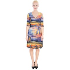 Rural Farm Fence Pathway Sunset Wrap Up Cocktail Dress