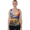 Rural Farm Fence Pathway Sunset Velvet Tank Top View1