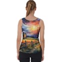 Rural Farm Fence Pathway Sunset Velvet Tank Top View2