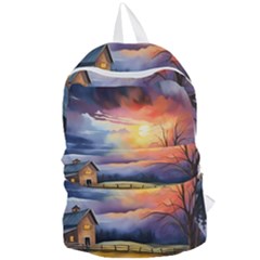 Rural Farm Fence Pathway Sunset Foldable Lightweight Backpack