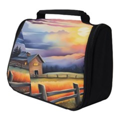 Rural Farm Fence Pathway Sunset Full Print Travel Pouch (small) by Bedest